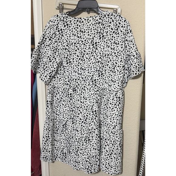 Dalmatian Tiered Polka Dot Mini Dress Spotted Black White Sz Small Spring Fun - Picture 8 of 9